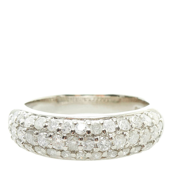 Pt900 プラチナ ダイヤ1.00ct ハーフエタニティ パヴェ リング 指輪 レディース 11号 【中古】