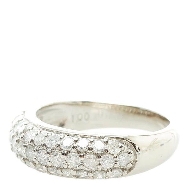 Pt900 プラチナ ダイヤ1.00ct ハーフエタニティ パヴェ リング 指輪 レディース 11号 【中古】