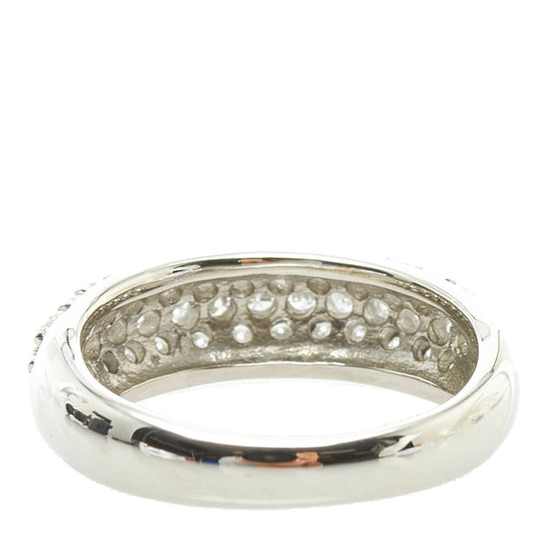 Pt900 プラチナ ダイヤ1.00ct ハーフエタニティ パヴェ リング 指輪 レディース 11号 【中古】