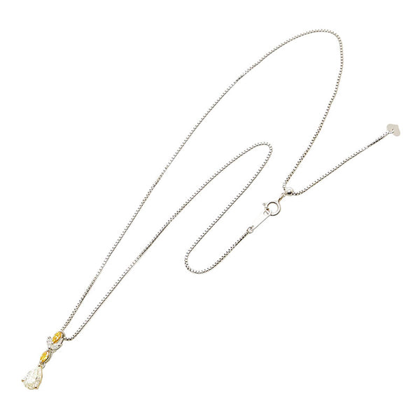 Pt900 プラチナ K18WG ホワイトゴールド ペアシェイプダイヤ1.008ct ダイヤ0.325ct ネックレス ペンダント レディース 【中古】