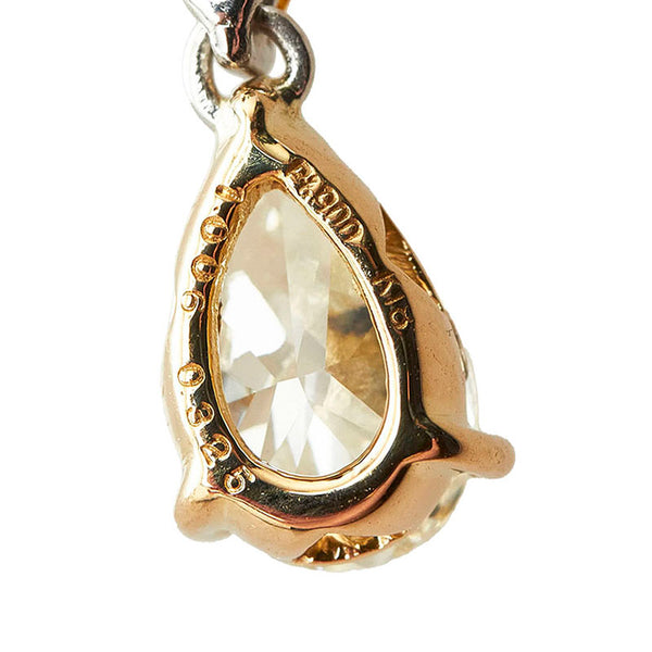Pt900 プラチナ K18WG ホワイトゴールド ペアシェイプダイヤ1.008ct ダイヤ0.325ct ネックレス ペンダント レディース 【中古】
