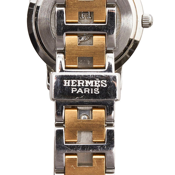 エルメス クリッパー 腕時計 CL4.220 クオーツ ブラック文字盤 ステンレススチール レディース HERMES 【中古】