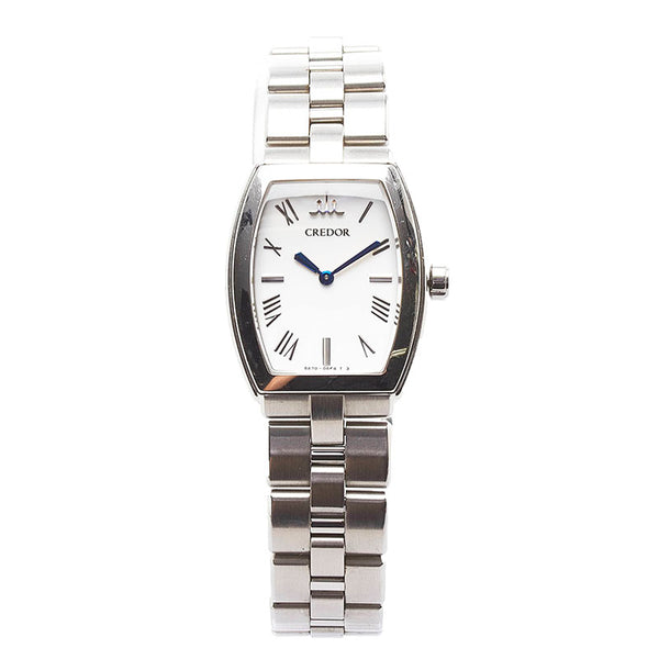 セイコー クレドール アクア 腕時計 5A70-0AE0 クオーツ ホワイト文字盤 ステンレススチール レディース SEIKO 【中古】
