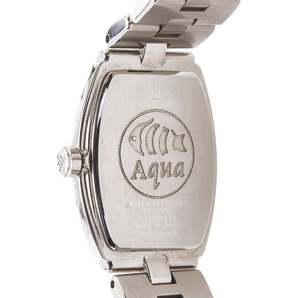 セイコー クレドール アクア 腕時計 5A70-0AE0 クオーツ ホワイト文字盤 ステンレススチール レディース SEIKO 【中古】