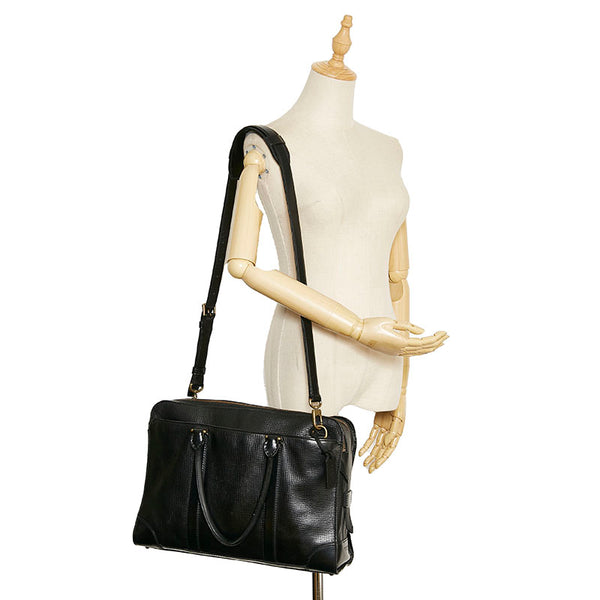 コーチ ビジネスバッグ ブリーフケース ショルダーバッグ 2WAY ブラック レザー メンズ COACH 【中古】