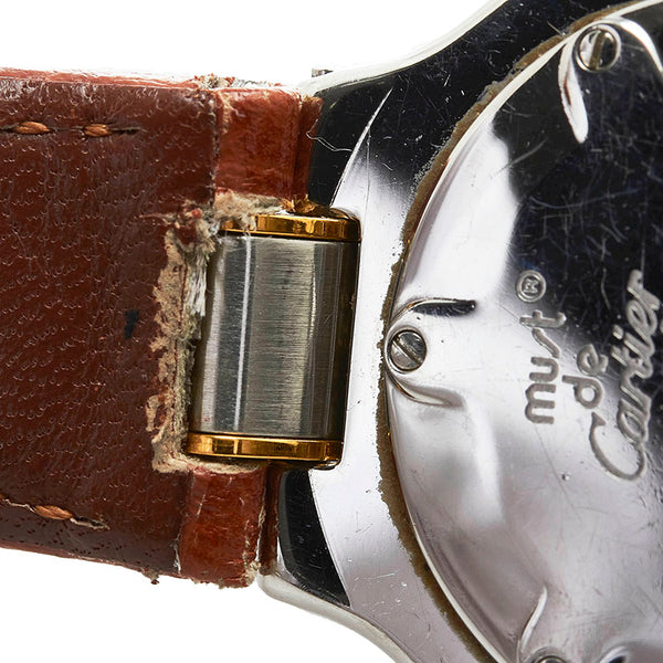 カルティエ マスト21 ヴァンティアン ベルト（社外品） 腕時計 W10073R6 クオーツ シルバー文字盤 ステンレススチール レザー レディース CARTIER 【中古】