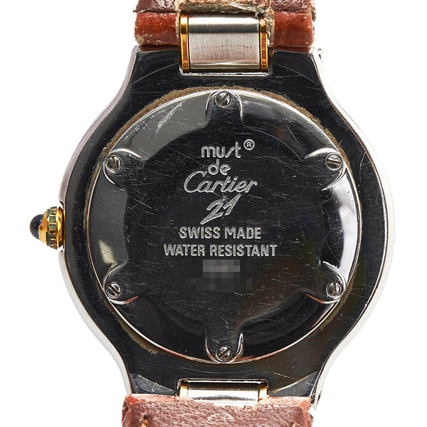 カルティエ マスト21 ヴァンティアン ベルト（社外品） 腕時計 W10073R6 クオーツ シルバー文字盤 ステンレススチール レザー レディース CARTIER 【中古】