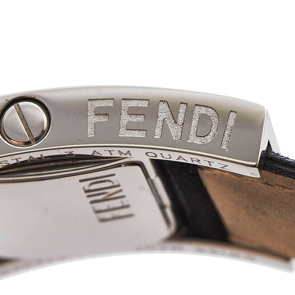 フェンディ 腕時計 5000L クオーツ ブラック文字盤 ステンレススチール スウェード レザー レディース FENDI 【中古】