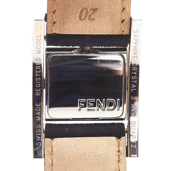 フェンディ 腕時計 5000L クオーツ ブラック文字盤 ステンレススチール スウェード レザー レディース FENDI 【中古】