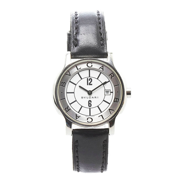 ブルガリ ソロテンポ 腕時計 ST29S クオーツ ホワイト文字盤 ステンレススチール レザーベルト レディース BVLGARI 【中古】