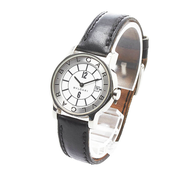 ブルガリ ソロテンポ 腕時計 ST29S クオーツ ホワイト文字盤 ステンレススチール レザーベルト レディース BVLGARI 【中古】
