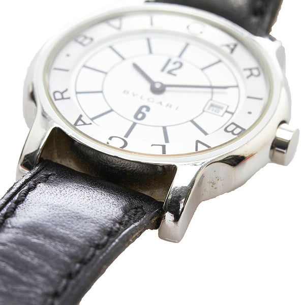 ブルガリ ソロテンポ 腕時計 ST29S クオーツ ホワイト文字盤 ステンレススチール レザーベルト レディース BVLGARI 【中古】