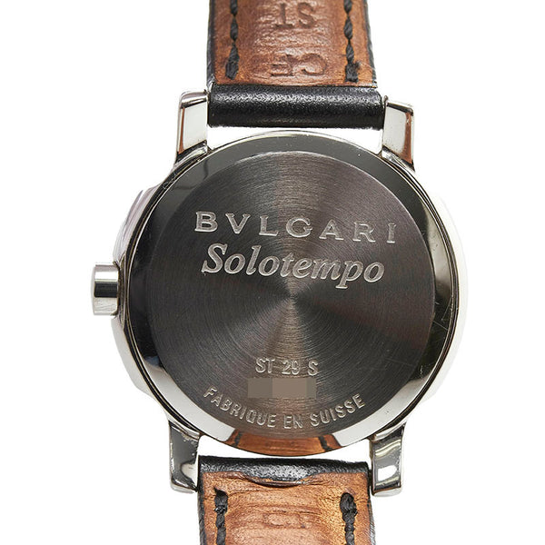 ブルガリ ソロテンポ 腕時計 ST29S クオーツ ホワイト文字盤 ステンレススチール レザーベルト レディース BVLGARI 【中古】
