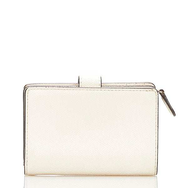 コーチ スタッズ フラワー 二つ折り財布 ホワイト レザー レディース COACH 【中古】
