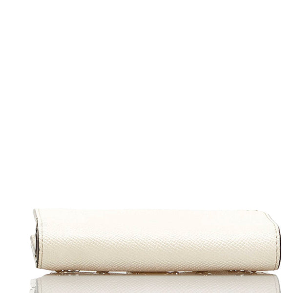 コーチ スタッズ フラワー 二つ折り財布 ホワイト レザー レディース COACH 【中古】