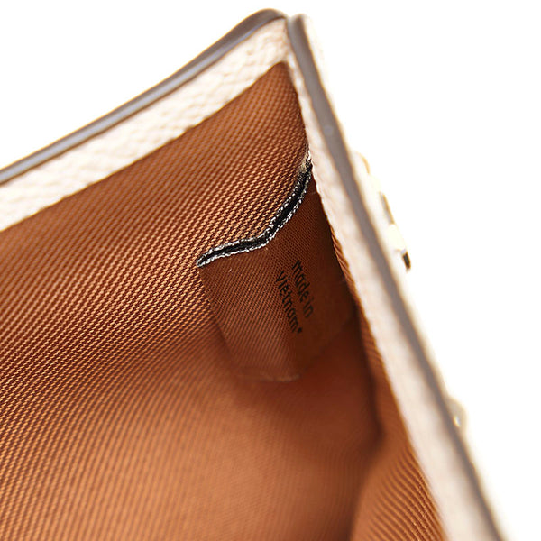 コーチ スタッズ フラワー 二つ折り財布 ホワイト レザー レディース COACH 【中古】