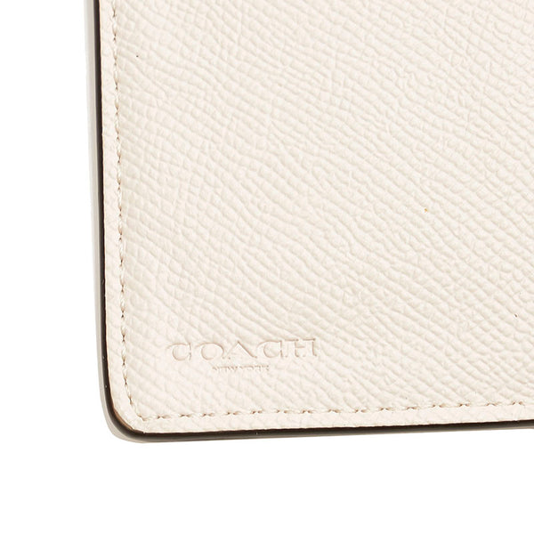 コーチ スタッズ フラワー 二つ折り財布 ホワイト レザー レディース COACH 【中古】