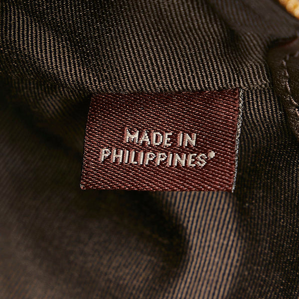 コーチ シグネチャー ポーチ F53536 ベージュ ブラウン キャンバス レザー レディース COACH 【中古】