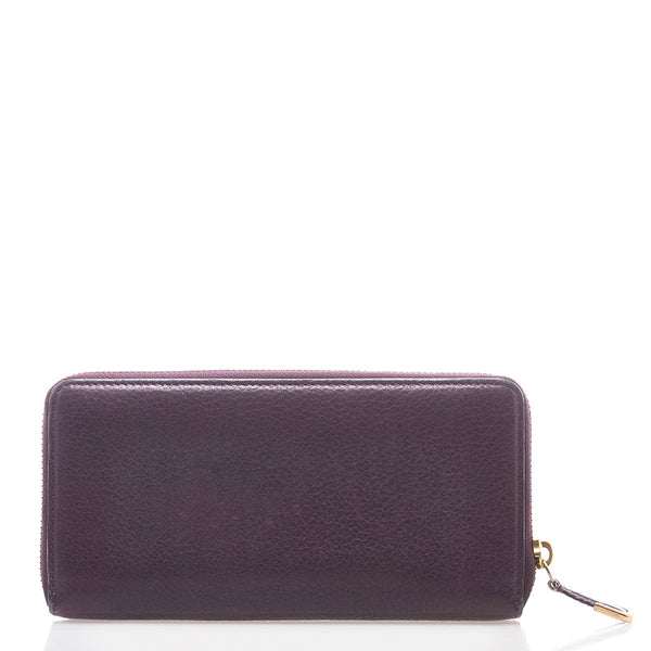 コーチ ラウンドファスナー 長財布 パープル レザー レディース COACH 【中古】