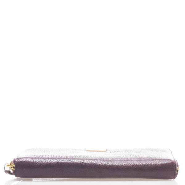 コーチ ラウンドファスナー 長財布 パープル レザー レディース COACH 【中古】