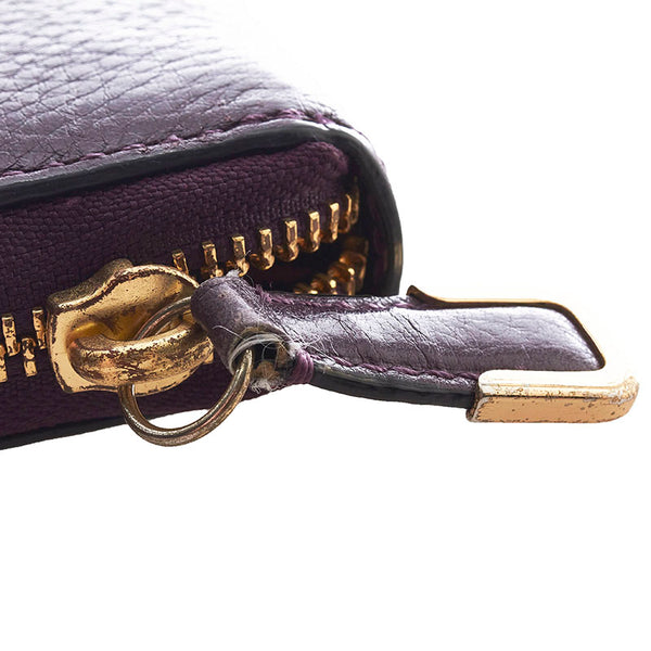 コーチ ラウンドファスナー 長財布 パープル レザー レディース COACH 【中古】