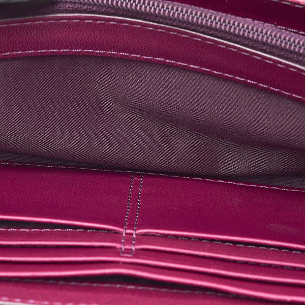 コーチ ラウンドファスナー 長財布 パープル レザー レディース COACH 【中古】