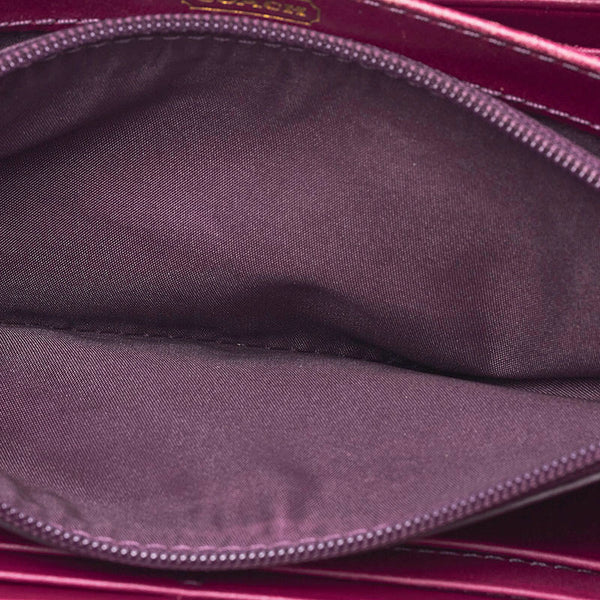 コーチ ラウンドファスナー 長財布 パープル レザー レディース COACH 【中古】