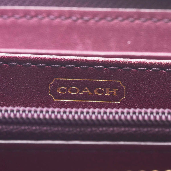 コーチ ラウンドファスナー 長財布 パープル レザー レディース COACH 【中古】