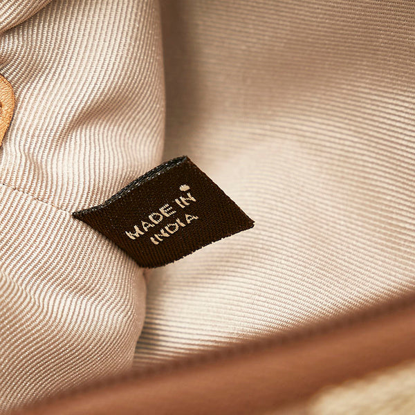 コーチ シグネチャー ポーチ ミニハンドバッグ ベージュ キャンバス レザー レディース COACH 【中古】