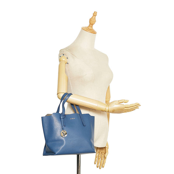 フルラ ハンドバッグ ブルー レザー レディース Furla 【中古】