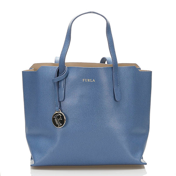 フルラ ハンドバッグ ブルー レザー レディース Furla 【中古】
