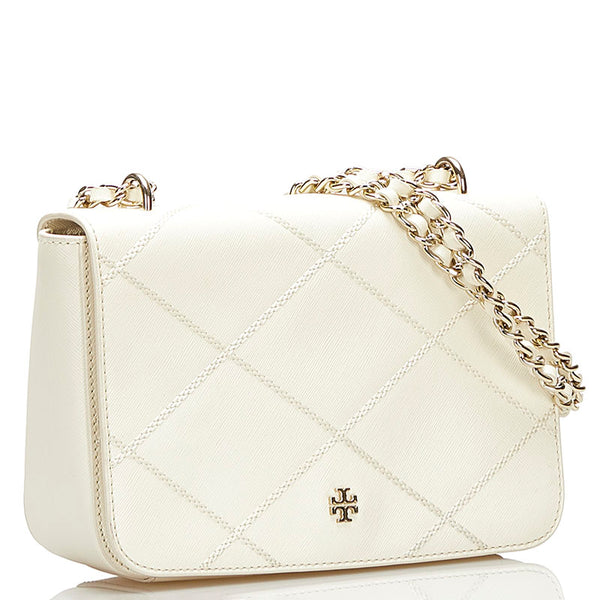 トリーバーチ キラ チェーン ショルダーバッグ ホワイト レザー レディース Tory Burch 【中古】