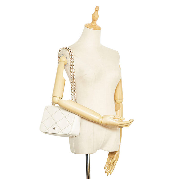 トリーバーチ キラ チェーン ショルダーバッグ ホワイト レザー レディース Tory Burch 【中古】