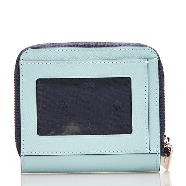 ケイトスペード ステイシー 二つ折り財布 WLR00636 ライトブルー ホワイト レザー レディース Kate Spade 【中古】