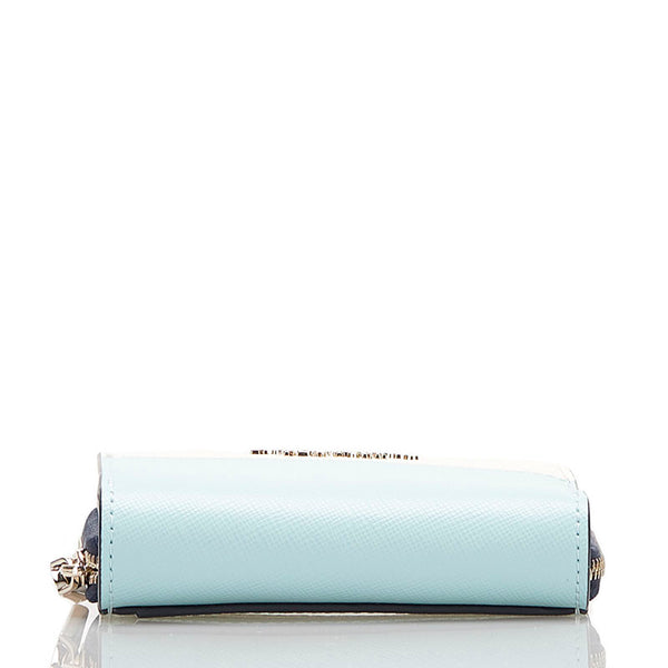ケイトスペード ステイシー 二つ折り財布 WLR00636 ライトブルー ホワイト レザー レディース Kate Spade 【中古】