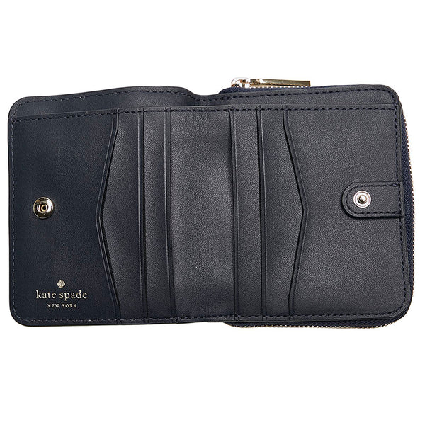ケイトスペード ステイシー 二つ折り財布 WLR00636 ライトブルー ホワイト レザー レディース Kate Spade 【中古】