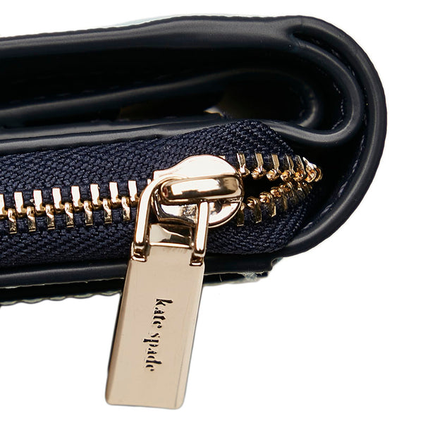ケイトスペード ステイシー 二つ折り財布 WLR00636 ライトブルー ホワイト レザー レディース Kate Spade 【中古】