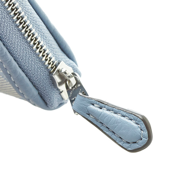 コーチ シグネチャー 二つ折り財布 コンパクトウォレット ライトブルー レザー レディース COACH 【中古】