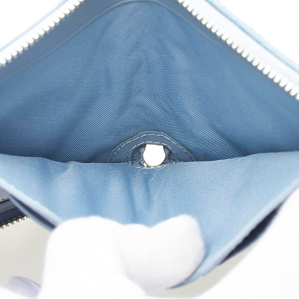 コーチ シグネチャー 二つ折り財布 コンパクトウォレット ライトブルー レザー レディース COACH 【中古】