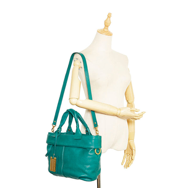 サマンサタバサ ハンドバッグ ショルダーバッグ 2WAY グリーン レザー レディース Samantha Thavasa 【中古】