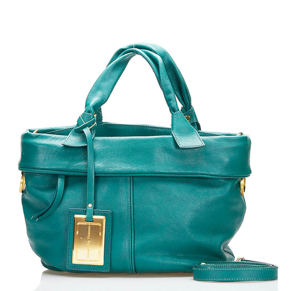 サマンサタバサ ハンドバッグ ショルダーバッグ 2WAY グリーン レザー レディース Samantha Thavasa 【中古】