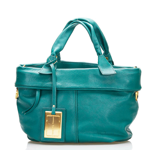 サマンサタバサ ハンドバッグ ショルダーバッグ 2WAY グリーン レザー レディース Samantha Thavasa 【中古】