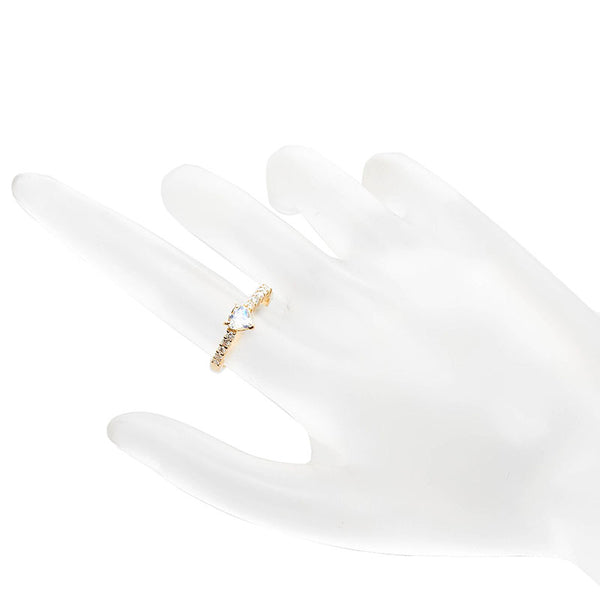 K18YG イエローゴールド ムーンストーン ダイヤ0.17ct ハート リング 指輪 レディース 8.5号 【中古】