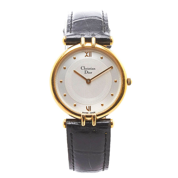 ディオール ベルト（社外品） 腕時計 3065 クオーツ シルバー文字盤 ステンレススチール レザー メンズ Dior 【中古】