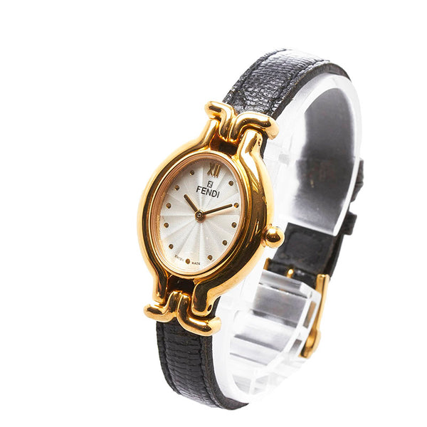 フェンディ チェンジベルト 腕時計 640L クオーツ ホワイト文字盤 ステンレススチール レザー レディース FENDI 【中古】