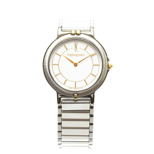 サンローラン 腕時計 2200-228499 TA クオーツ アイボリー文字盤 ステンレススチール レディース SAINT LAURENT 【中古】