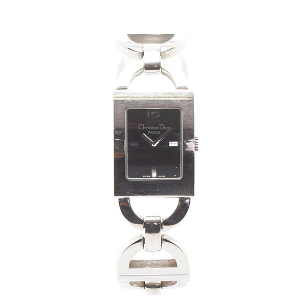 ディオール マリス 腕時計 D78-109 クオーツ ブラック文字盤 ステンレススチール レディース Dior 【中古】