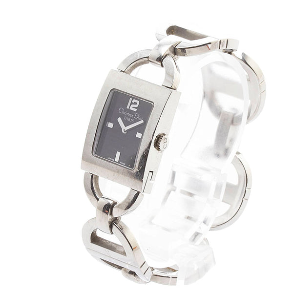 ディオール マリス 腕時計 D78-109 クオーツ ブラック文字盤 ステンレススチール レディース Dior 【中古】