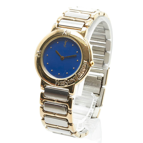 サンローラン シチズン製 コンビ 腕時計 4620-E60957Y クオーツ ブルー文字盤 ステンレススチール レディース SAINT LAURENT 【中古】