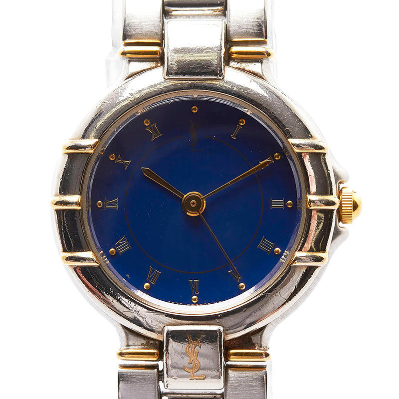 サンローラン 腕時計 4630-E63468Y クオーツ ブルー文字盤 ステンレススチール レディース SAINT LAURENT 【中古】